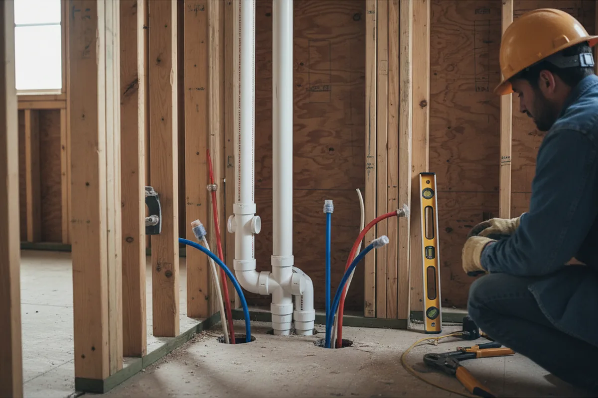 Drain and supply rough-in during Sump Pump Repair in Caldwell
