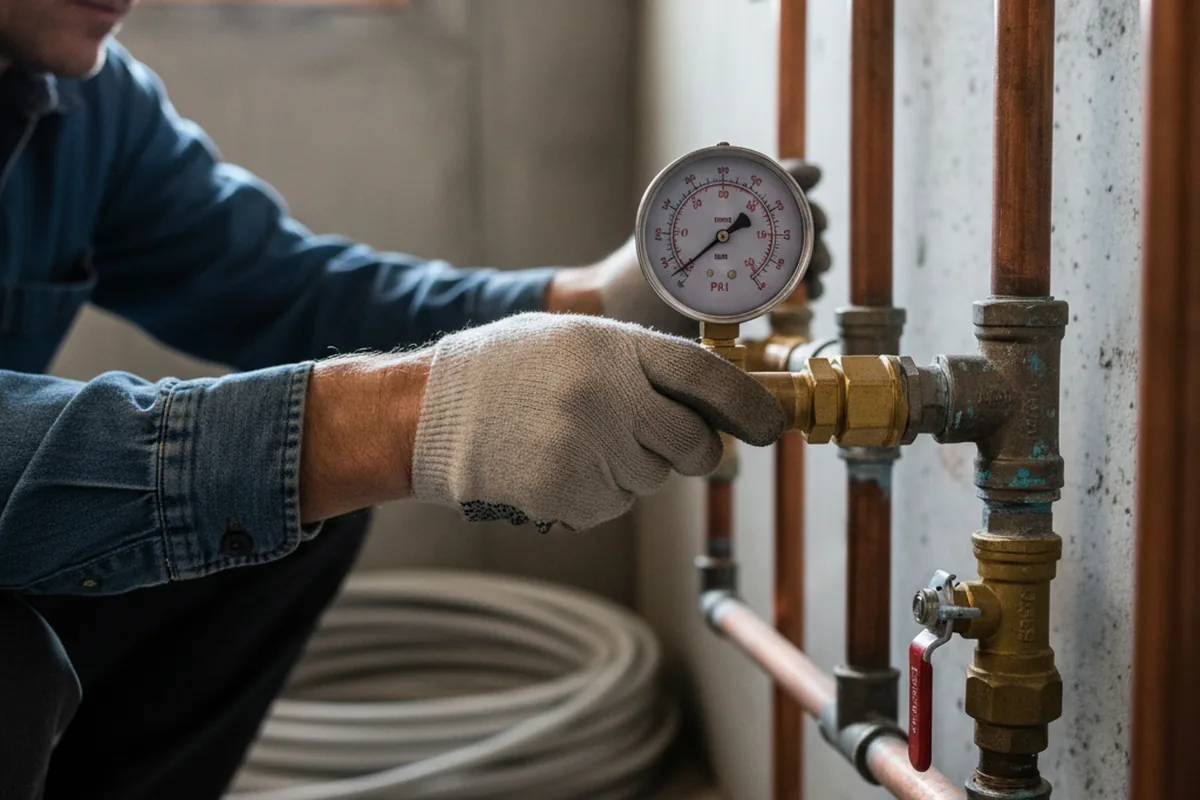 Pressure testing a repaired line during Water Line Repair in Caldwell